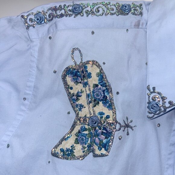 Vintage 1980s–1990s Laura Rogers Originals Hand-Painted Western Shirt Size 17 - Picture 8 of 14